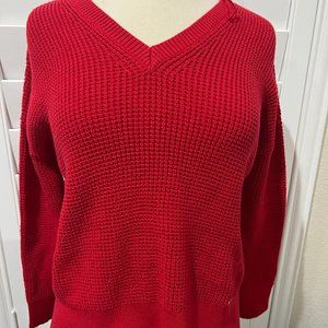 Michael Kors V-Neck Knit Sweater Petite (Red)